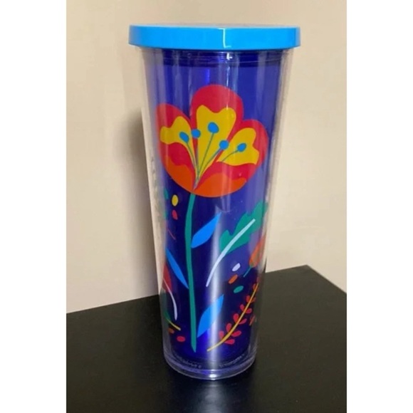 Starbucks Floral Clear Blue Venti Cold Cup Tumbler - Picture 6 of 6